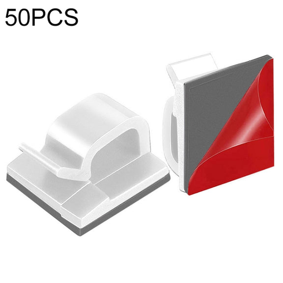 HG2392 50 PCS Desktop Data Cable Organizer Fixing Clip, Gum Type: 3M(White)