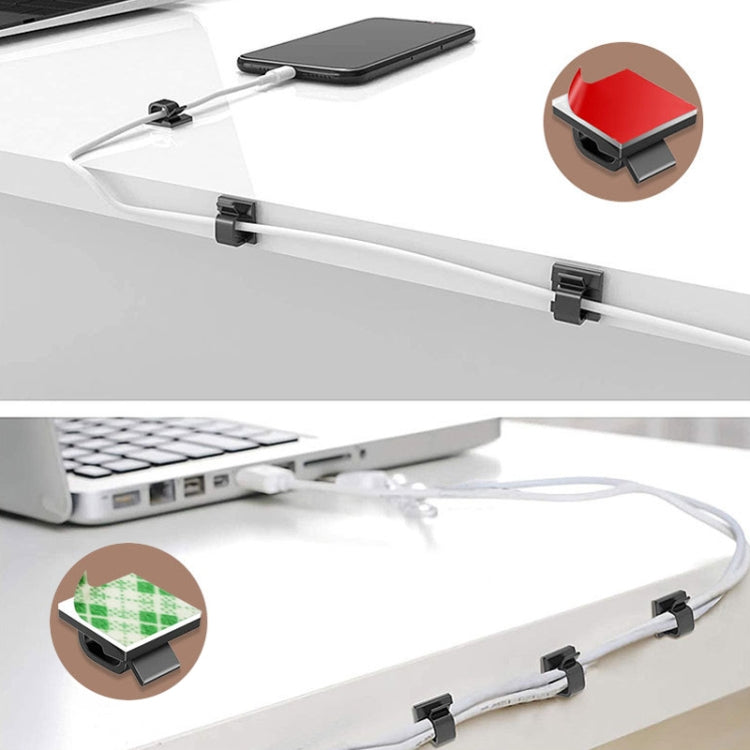 HG2392 50 PCS Desktop Data Cable Organizer Fixing Clip, Gum Type: 3M(White)