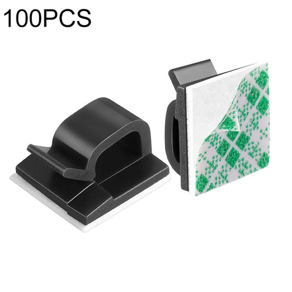 HG2392 100 PCS Desktop Data Cable Organizer Fixing Clip, Gum Type: Green and White(Black)