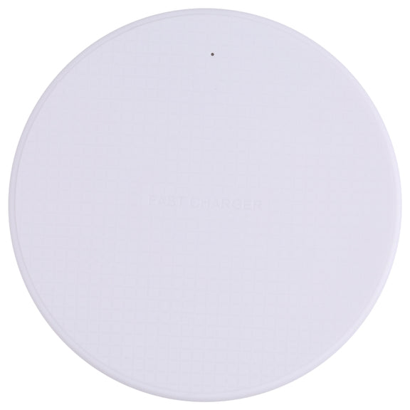 10W QI Plaid Pattern Round Plastic Wireless Charger (White)