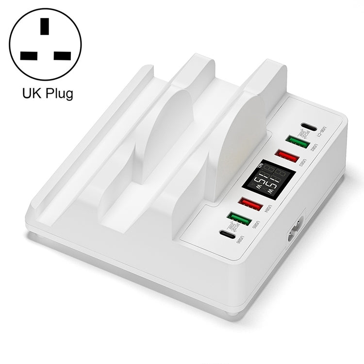 F6 Multifunctional Dual Wireless Charger with Phone Holder & Current Display, UK Plug