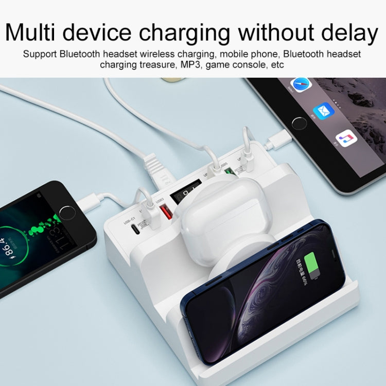 F6 Multifunctional Dual Wireless Charger with Phone Holder & Current Display, US Plug