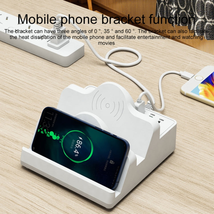 F6 Multifunctional Dual Wireless Charger with Phone Holder & Current Display, US Plug