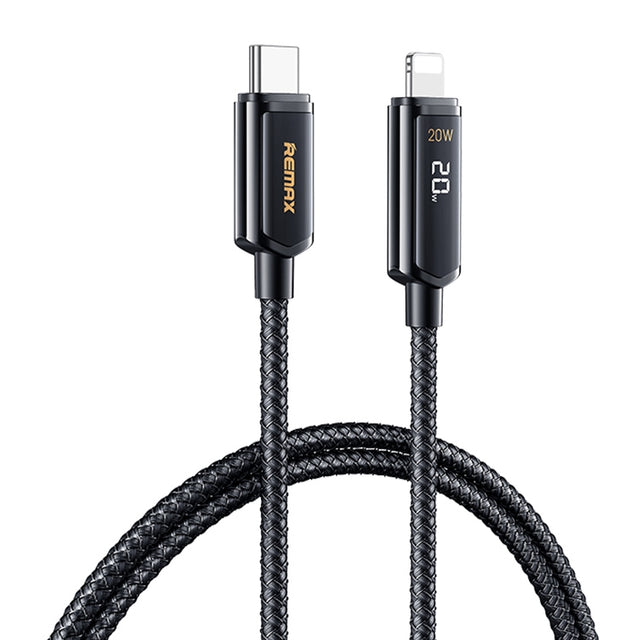 REMAX RC-128i 20W Type-C / USB-C to 8 Pin Intelligent Digital Display Zinc Alloy Braided Charging Data Cable, Length: 1.2m(Tarnish)