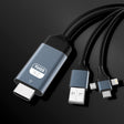 P8J Aluminum 3 in 1 8 Pin + Micro USB + USB-C / Type-C to HDTV Cable, Cable Length: 2m - Video & Audio Cable by PMC TechLife | Online Shopping South Africa | PMC TechLife