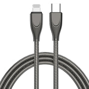 ADC-009 USB-C / Type-C to 8 Pin Zinc Alloy Hose Fast Charging Data Cable, Cable Length: 1m (Gun Metal)