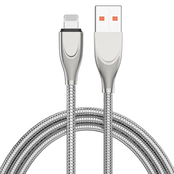 ADC-009 USB to 8 Pin Zinc Alloy Hose Fast Charging Data Cable, Cable Length: 1m (Silver)