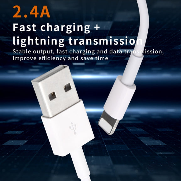 IVON CA19 2.4A USB to 8 Pin Fast Charge Data Cable for iPhone, iPad, Length: 1m