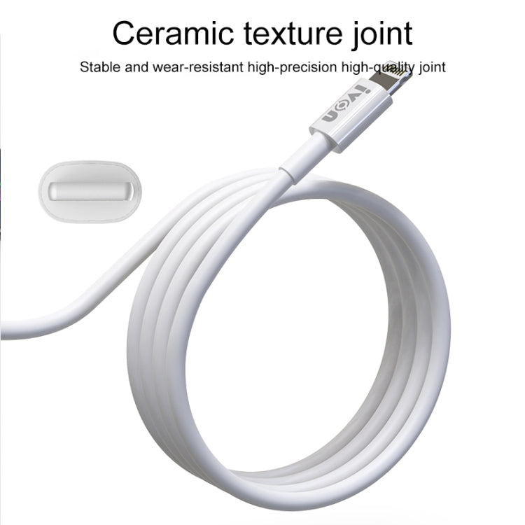 IVON CA70 8 Pin Fast Charging Data Cable, Length: 2m (White)