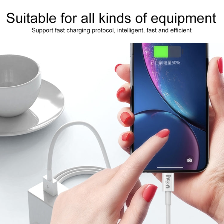 IVON CA70 8 Pin Fast Charging Data Cable, Length: 3m (White)