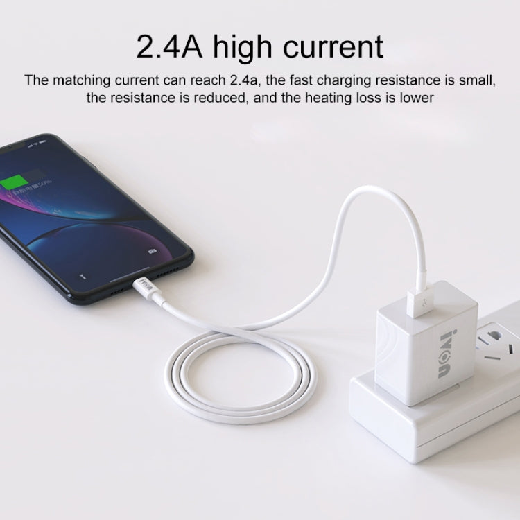 IVON CA70 8 Pin Fast Charging Data Cable, Length: 3m (White)