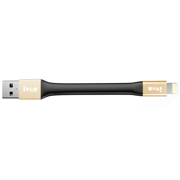 IVON CA90 2.4A USB to 8 Pin Portable Data Cable with Ring, Length: 14.5cm(Champagne Gold)