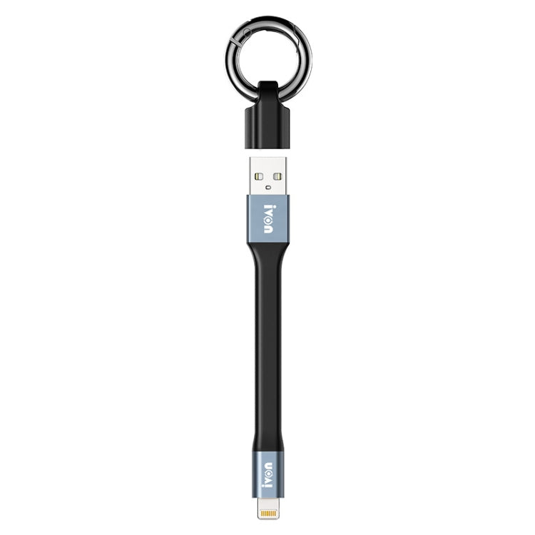 IVON CA90 2.4A USB to 8 Pin Portable Data Cable with Ring, Length: 14.5cm(Dark Gray)