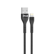 IVON CA92 2.4A Max USB to 8 Pin Rubber Fast Charging Data Cable, Length: 1.5m (Black)