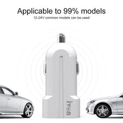 IVON CC13 QC 3.0 Fast Charging Car Charger Set with 8 Pin Charging Cable (White)
