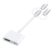 A18 Pro 3 in 1 8 Pin + Type-C + Micro USB to HDMI + 8 Pin Digital AV Adapter (White)
