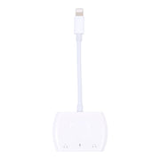 8 Pin Male to 8 Pin+ Dual 3.5mm Audio Female Headphone Adapter Adapter(White)