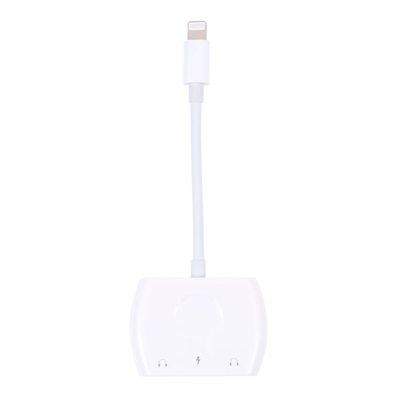 8 Pin Male to 8 Pin+ Dual 3.5mm Audio Female Headphone Adapter Adapter(White)