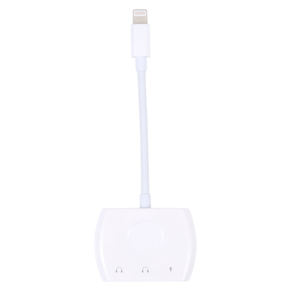 8 Pin Male to Dual 8 Pin+ 3.5mm Audio Female Headphone Adapter Adapter(White)