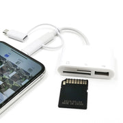 3 in 1 8-Pin And Micro USB And Type-C to TF & SD Card Reader USB OTG Extender Adapter (White)