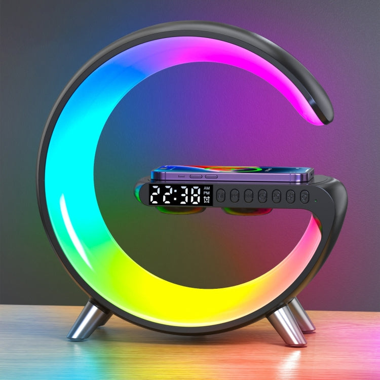 N69 Smart Bluetooth Speaker Support Wireless Charger & Alarm Clock & Ambient Light, US Plug(Black)