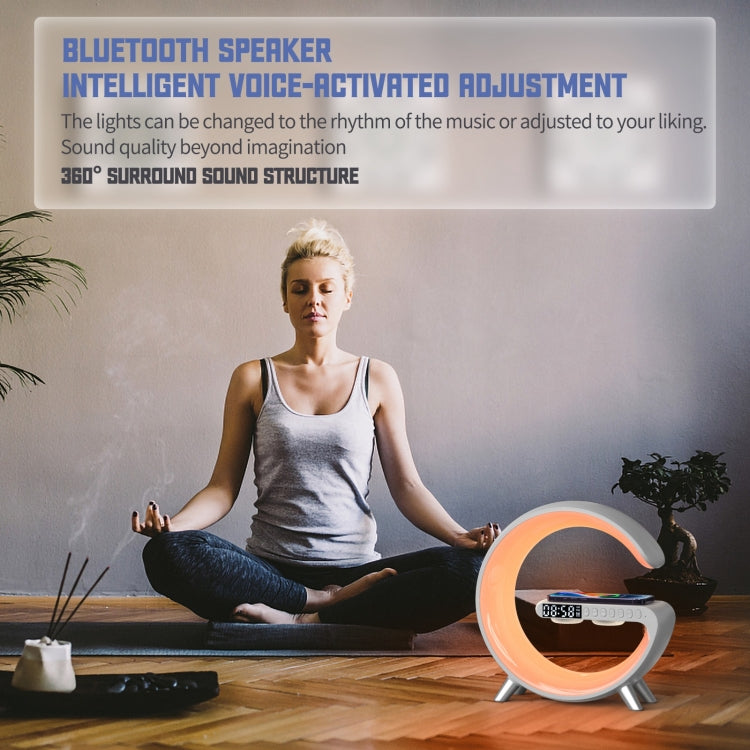 N69 Smart Bluetooth Speaker Support Wireless Charger & Alarm Clock & Ambient Light, US Plug(Black)