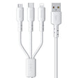 WEKOME WDC-02 Tidal Energy Series 3A USB to 8 Pin+Type-C+Micro USB 3 in 1 PVC Data Cable, Length: 1.2m (White) - free shipping - PMC TechLife - Order now!
