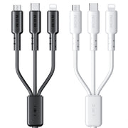 WEKOME WDC-02 Tidal Energy Series 3A USB to 8 Pin+Type-C+Micro USB 3 in 1 PVC Data Cable, Length: 1.2m (White)