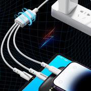 WEKOME WDC-02 Tidal Energy Series 3A USB to 8 Pin+Type-C+Micro USB 3 in 1 PVC Data Cable, Length: 1.2m (White)