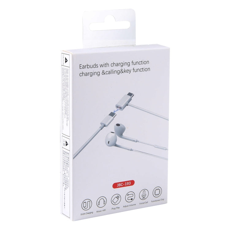 JBC-193 USB-C / Type-C Wired Control Earphone with USB-C / Type-C Interface Adapter, Support Charging / Calling