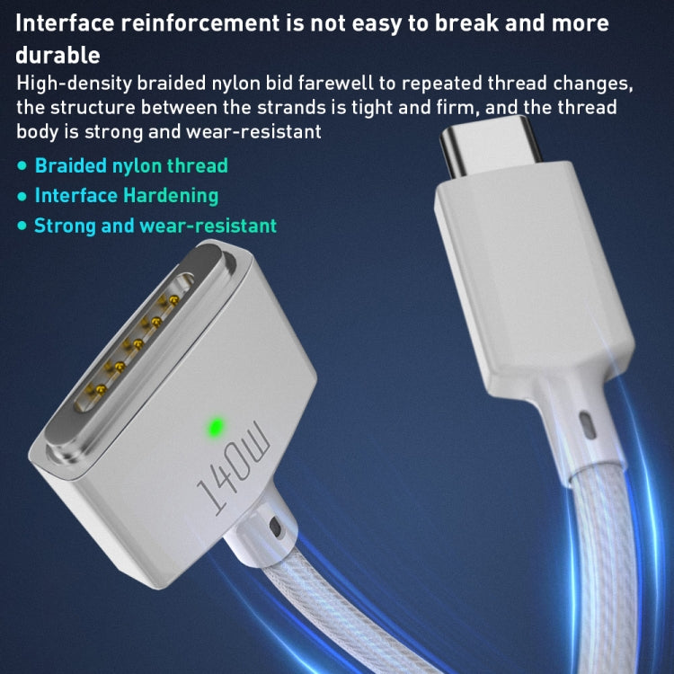 140W USB-C / Type-C to MagSafe 3 Magnetic Fast Charging Cable, Length:2m (White)