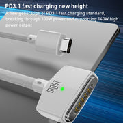 140W USB-C / Type-C to MagSafe 3 Nylon Braided Magnetic Charging Cable, Length: 2m (White)