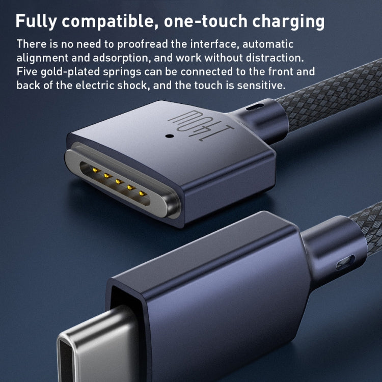 140W USB-C / Type-C to MagSafe 3 Nylon Braided Magnetic Charging Cable, Length: 2m (White)
