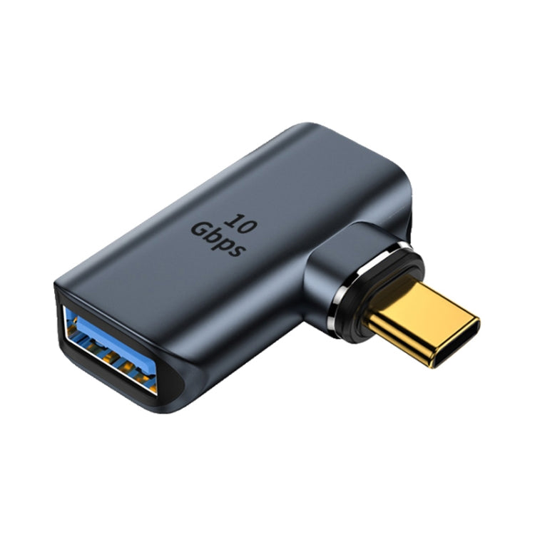 10 Gbps USB Female to USB-C/Type-C Male Magnetic Side Bend Charging Adapter (Grey)