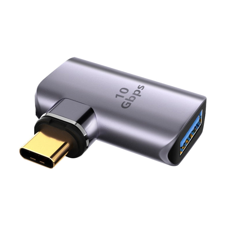 10 Gbps USB Female to USB-C/Type-C Male Magnetic Side Bend Charging Adapter (Silver)