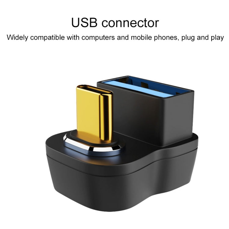 10 Gbps USB Female to USB-C/Type-C Male Magnetic Side Bend Charging Adapter (Grey)
