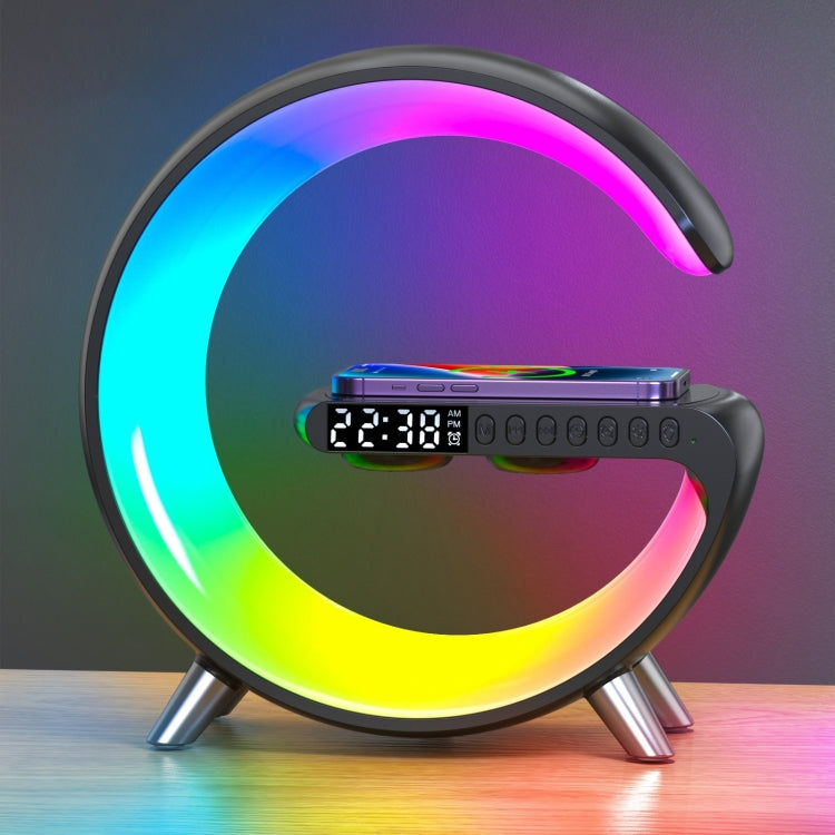 N69 Smart Bluetooth Speaker Support Wireless Charger & Alarm Clock & Ambient Light, EU Plug(Black)