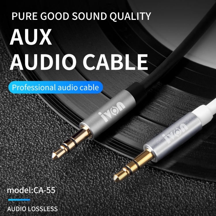 IVON CA55 3.5mm Male to Male AUX Audio Cable, Cable Length: 1m(Black)