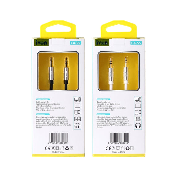 IVON CA55 3.5mm Male to Male AUX Audio Cable, Cable Length: 1m(Black)