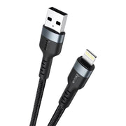 IVON CA88 12W 2.4A USB to 8 Pin Nylon Braid Fast Charge Data Cable, Cable Length: 1m (Black)
