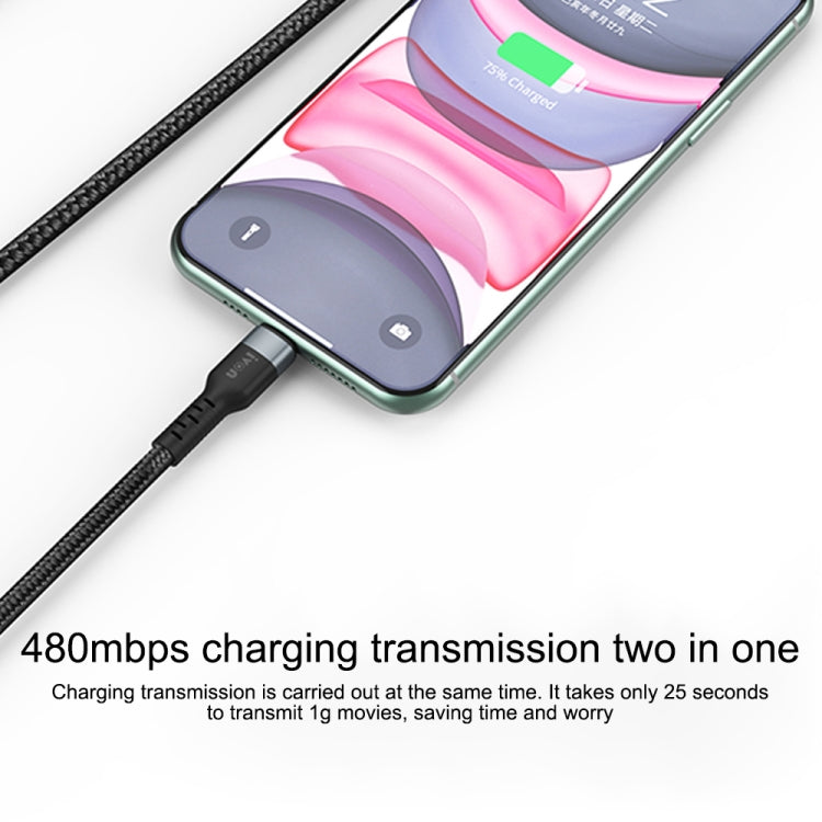IVON CA88 12W 2.4A USB to 8 Pin Nylon Braid Fast Charge Data Cable, Cable Length: 1m (Black)
