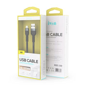 IVON CA88 12W 2.4A USB to 8 Pin Nylon Braid Fast Charge Data Cable, Cable Length: 1m (Black)