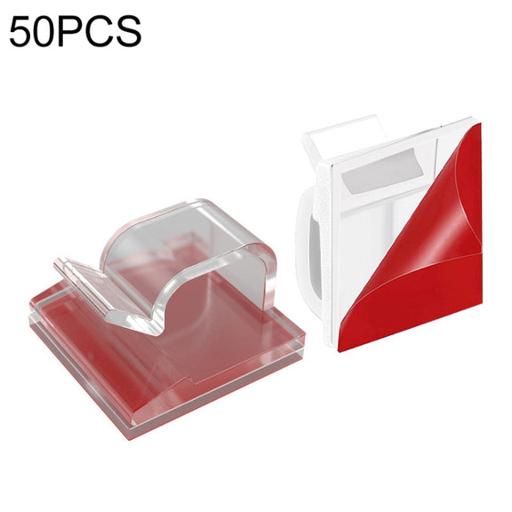 HG2392 50 PCS Desktop Data Cable Organizer Fixing Clip, Gum Type: Acrylic (Transparent)