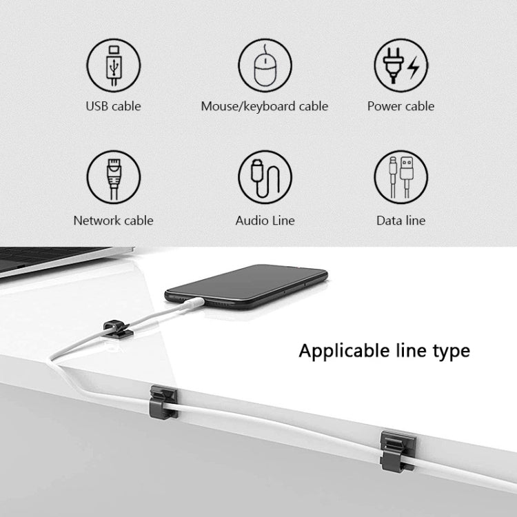 HG2392 50 PCS Desktop Data Cable Organizer Fixing Clip, Gum Type: Acrylic (White)