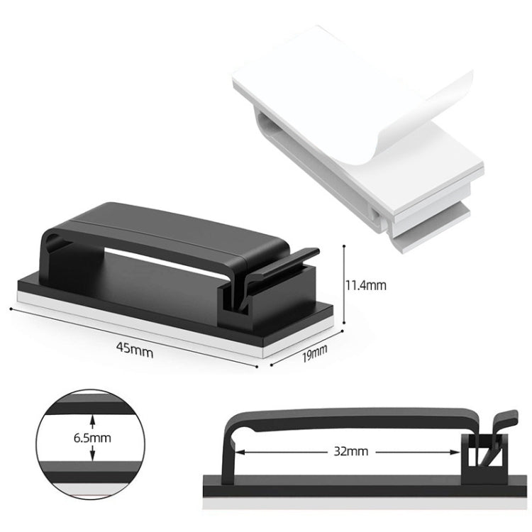 HG2613 20 PCS Desktop Data Cable Organizer Fixing Clip (Black)