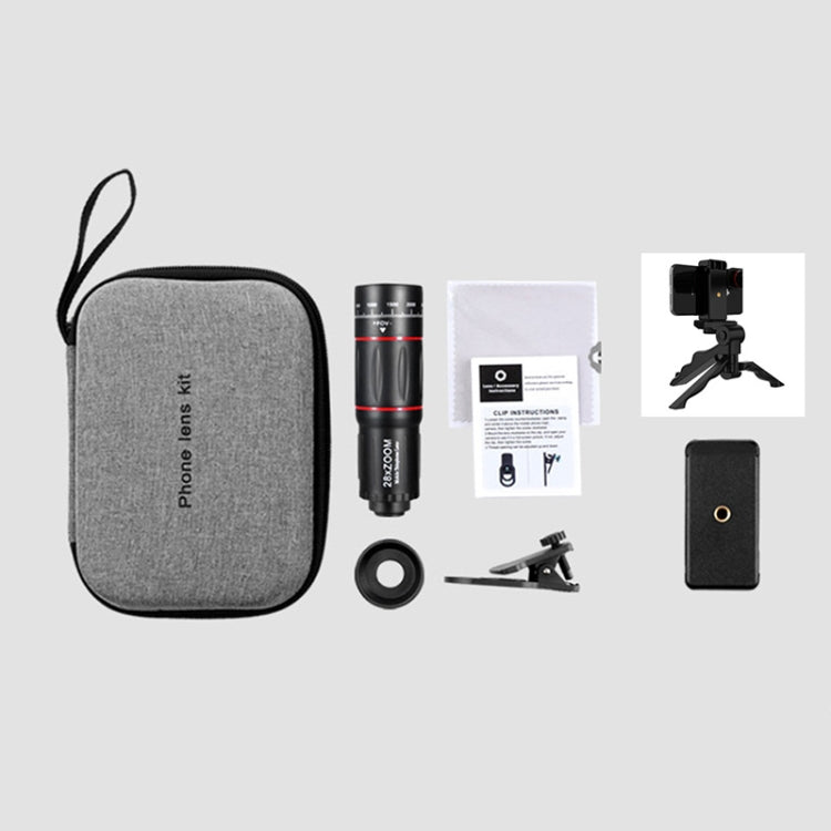 W28-QK Mobile Phone Universal Lens Telescope 28X Big Pocket + Shelf Set