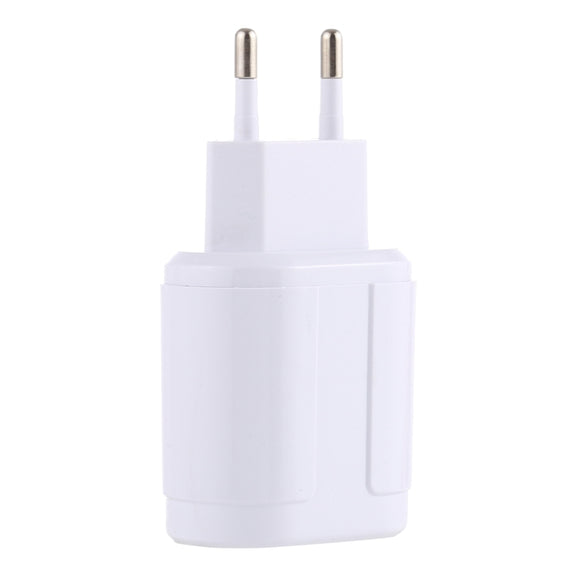LZ-022 5V 2.4A Dual USB Ports Travel Charger, EU Plug (White)