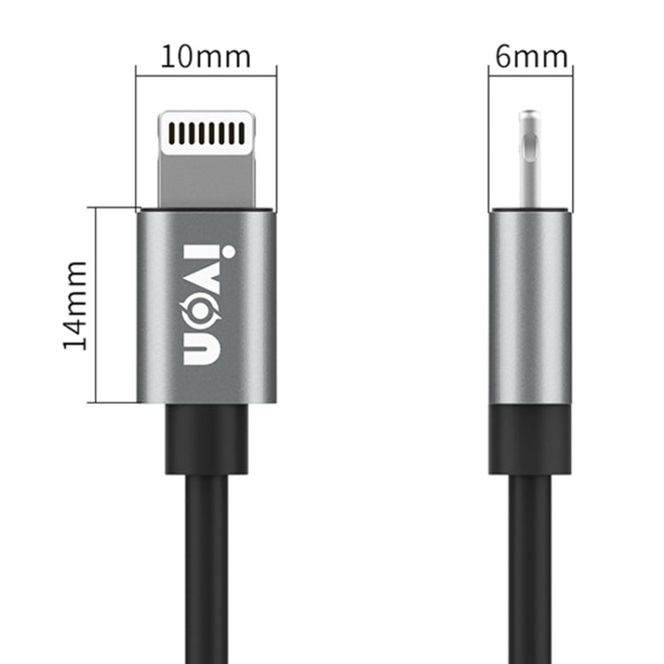 IVON CA73 2.4A 8 Pin Fast Charging Data Cable, Length: 2m(Black)
