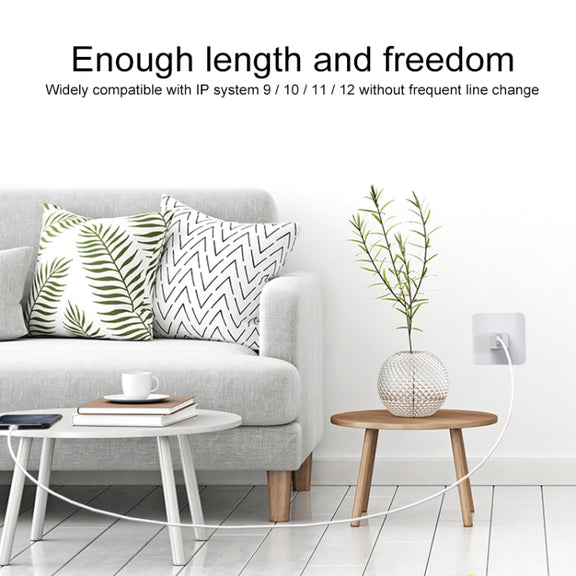 IVON CA73 2.4A 8 Pin Fast Charging Data Cable, Length: 2m(Black)