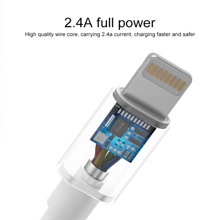 IVON CA73 2.4A 8 Pin Fast Charging Data Cable, Length: 2m(White)